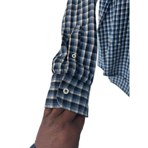 Billy Reid Men's Blue Black Plaid Casual Date Night Button Down Shirt Size Large - Picture 6 of 13